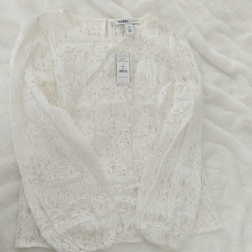 White House Black Market Ivory Lace Top